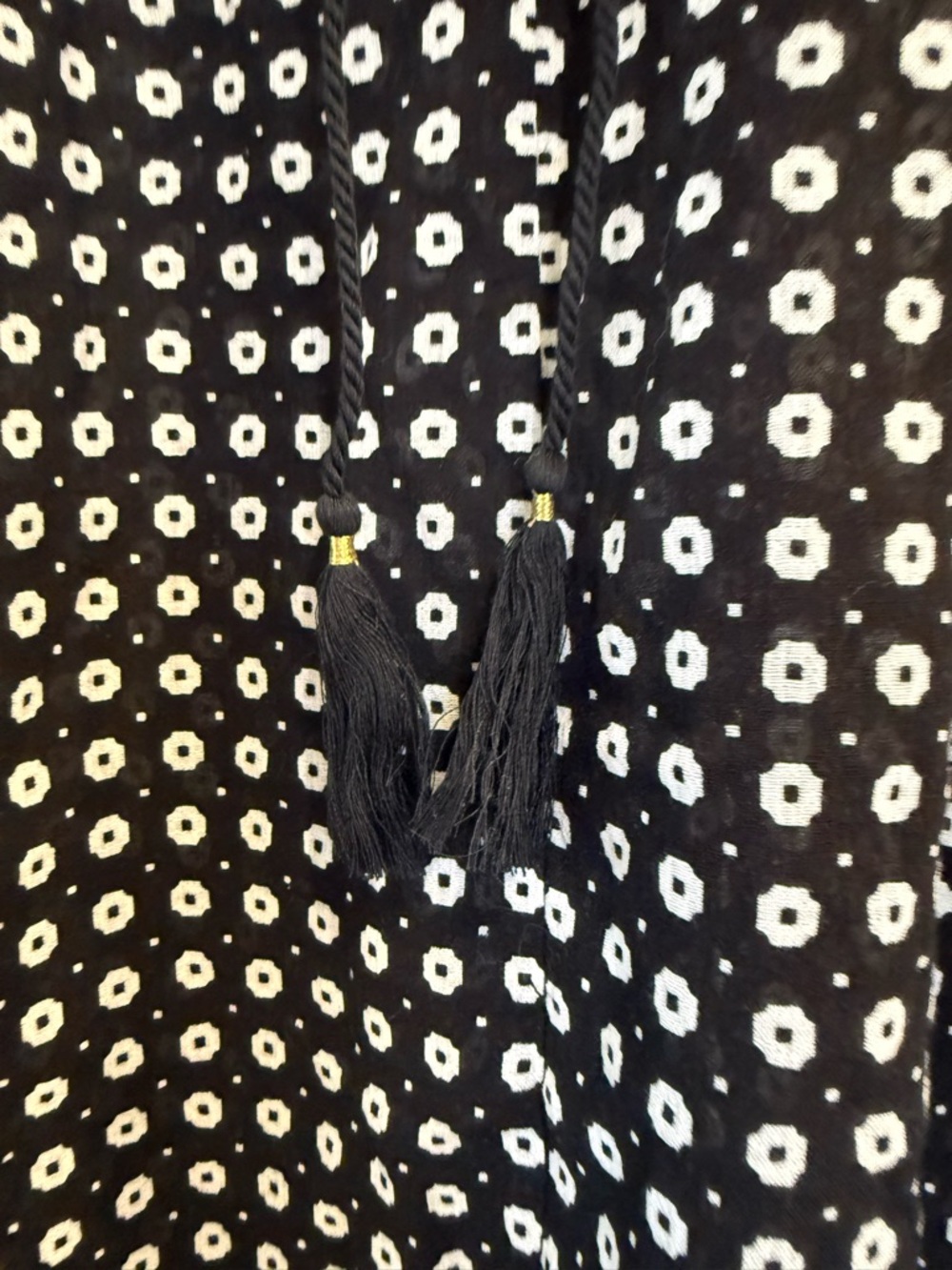 J CREW Tassel Tunic Swim Coverup Black & White Print size XL NWT - Picture 2 of 6